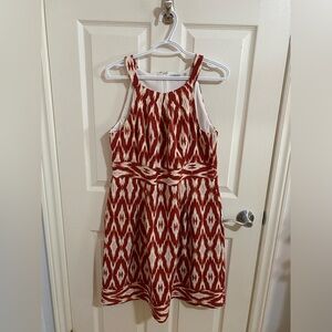 Dark orange/red geometric halter dress US 12